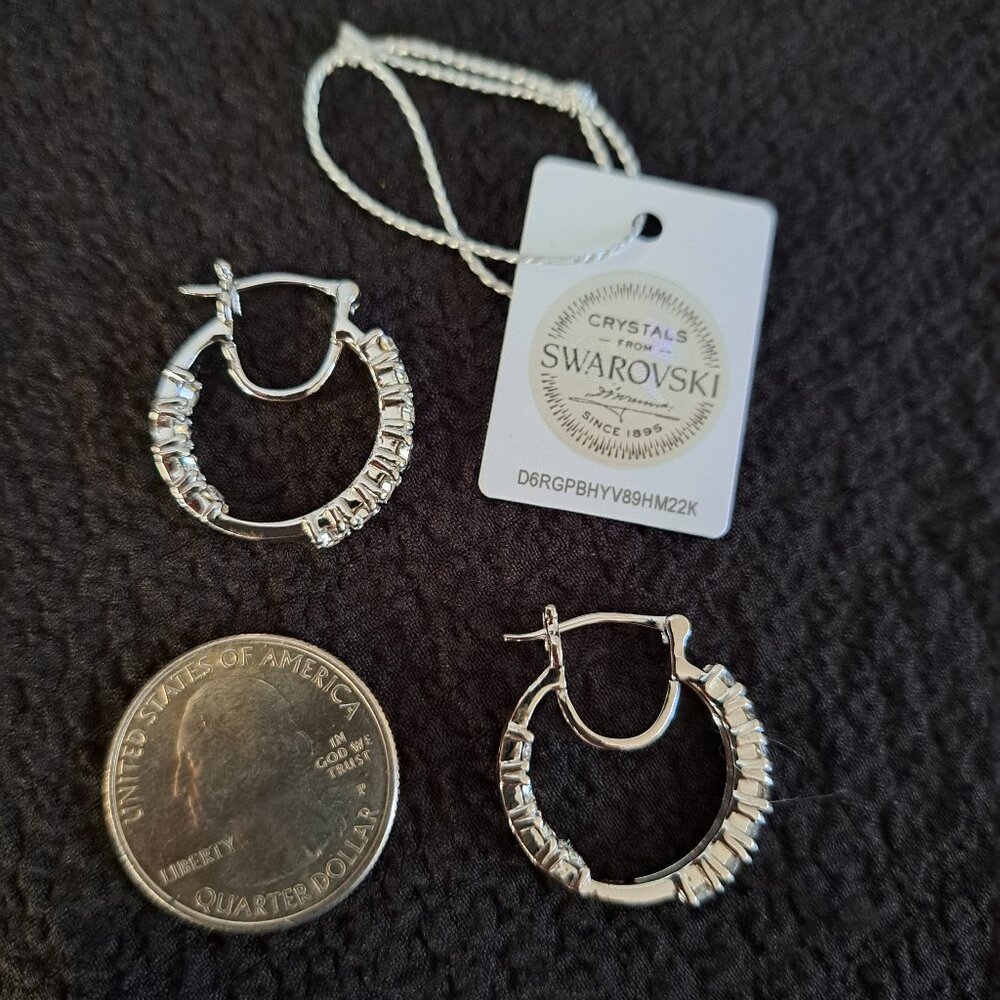 NWT Swarovski Brass Hoop Earrings